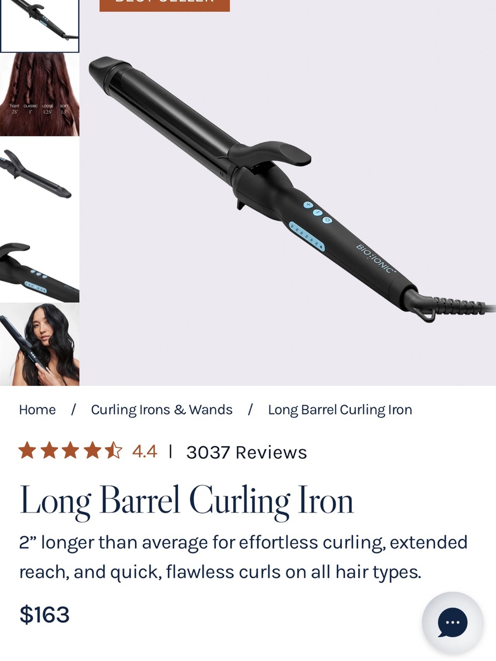 BIO IONIC Long Barrel Curling Iron - 1.25”